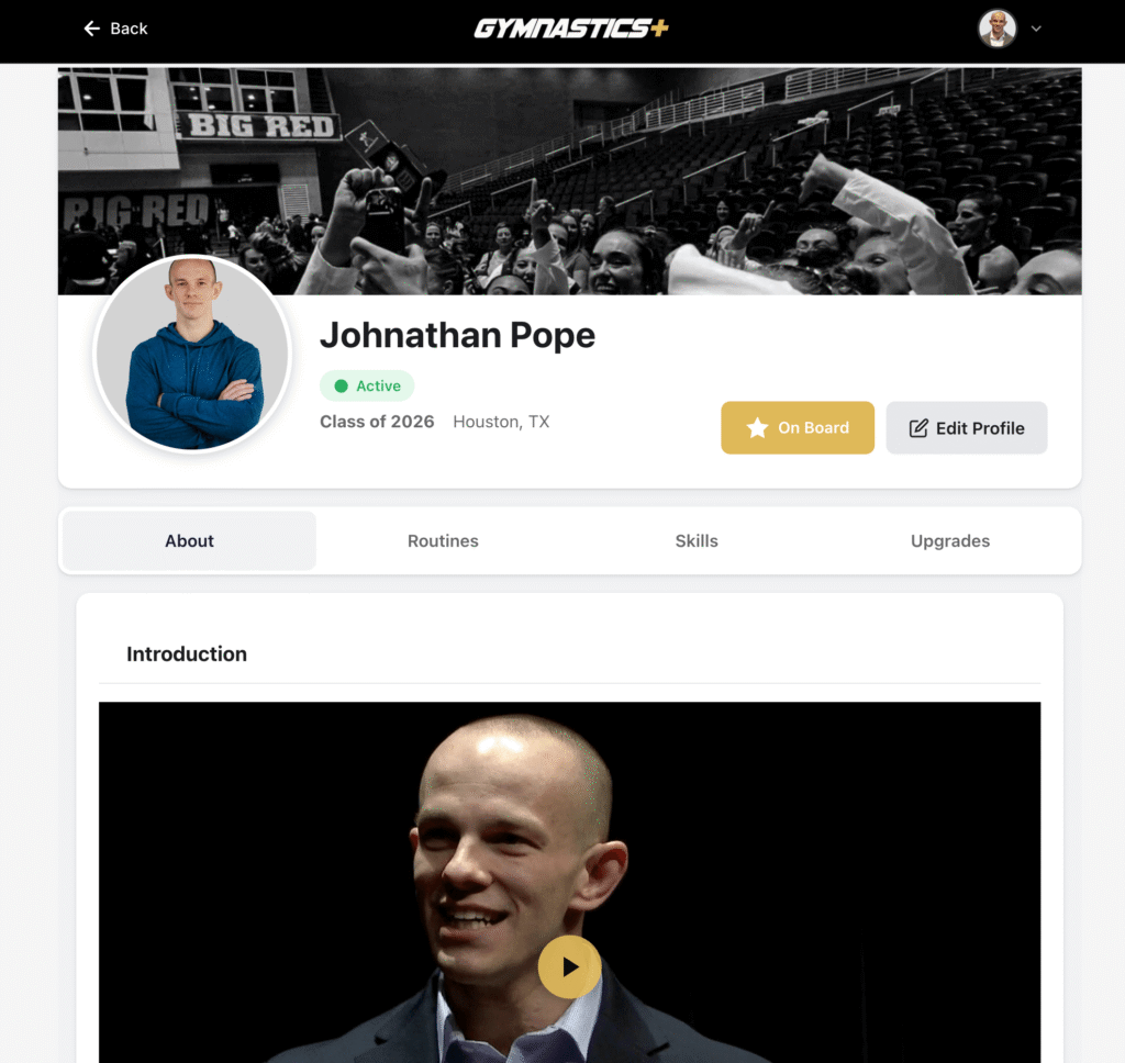 Gymnastics Plus Profile Homepage